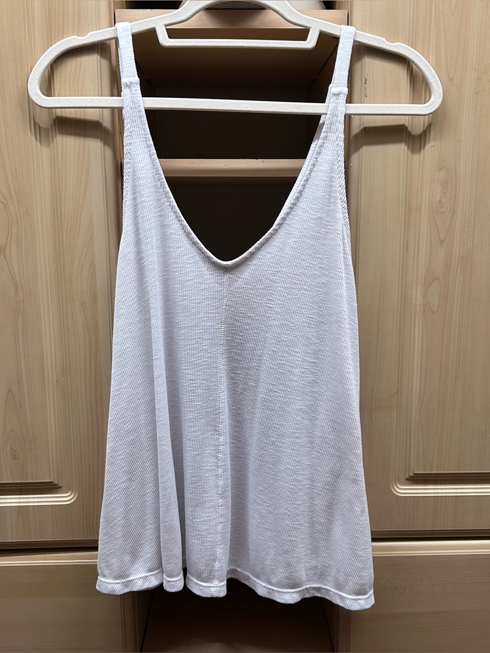Free People Ribbed Swing Tank White Large V-Neck